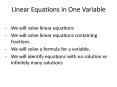 Linear Equations in One Variable PowerPoint PPT Presentation