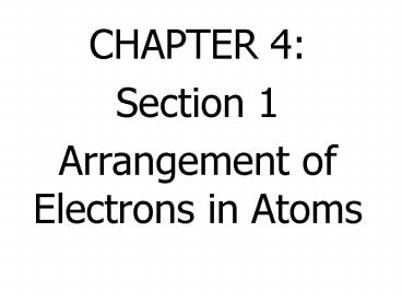 Arrangement of Electrons in Atoms