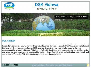 DSK Vishwa, Township on Sinhagad Road Pune by DSKDL