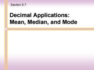 Decimal Applications: Mean, Median, and Mode