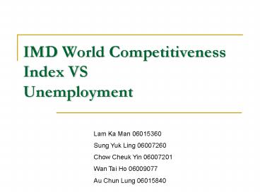 IMD World Competitiveness Index VS Unemployment