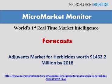 Adjuvants Market for Herbicides by 2018
