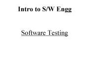 Intro to S/W Engg