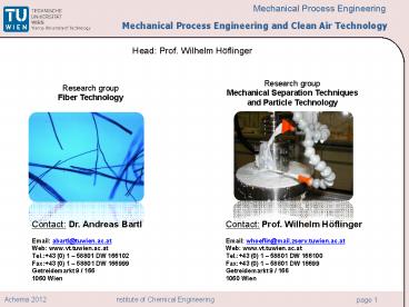 Mechanical Process Engineering and Clean Air Technology