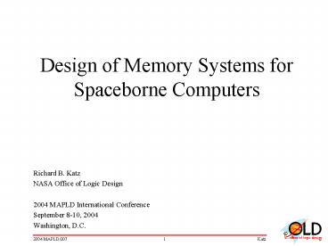 Design of Memory Systems for Spaceborne Computers