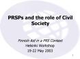 PRSPs and the role of Civil Society PowerPoint PPT Presentation