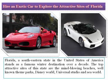 Hire an Exotic Car in Florida