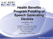 Health Benefits Program Funding of Speech Generating Devices