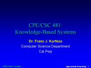 CPE/CSC 481: Knowledge-Based Systems
