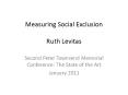Measuring Social Exclusion Ruth Levitas PowerPoint PPT Presentation