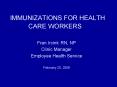 IMMUNIZATIONS FOR HEALTH CARE WORKERS PowerPoint PPT Presentation