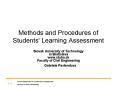 Methods and Procedures of Students' Learning Assessment PowerPoint PPT Presentation