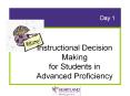 Instructional Decision Making for Students in Advanced Proficiency PowerPoint PPT Presentation