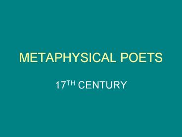 METAPHYSICAL POETS