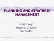 PLANNING AND STRATEGIC MANAGEMENT