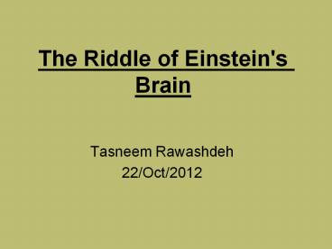 The Riddle Of Einstein's Brain