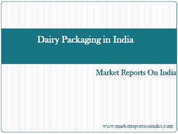 Dairy Packaging in India