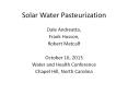 Solar Water Pasteurization PowerPoint PPT Presentation