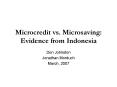 Microcredit vs. Microsaving: Evidence from Indonesia PowerPoint PPT Presentation