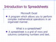 Introduction to Spreadsheets