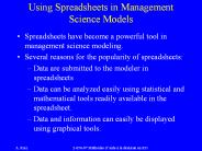 Using Spreadsheets in Management Science Models