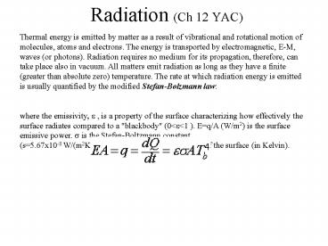 Radiation (Ch 12 YAC)