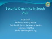 Security Dynamics in South Asia