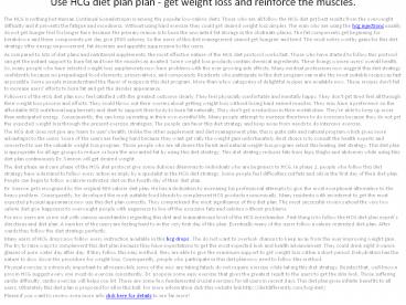 Use HCG diet plan plan - get weight