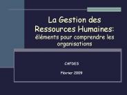 La Gestion des Ressources Humaines: 