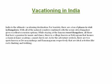 Vacationing in India