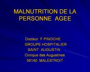 MALNUTRITION DE LA PERSONNE AGEE