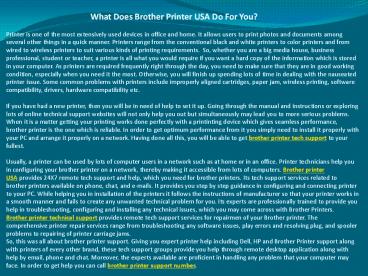 What Does Brother Printer USA Do For You?