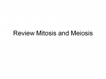 Review Mitosis and Meiosis