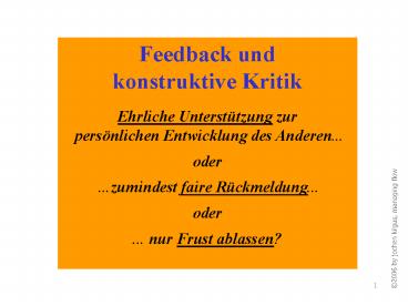 Feedback und Konstruktive Kritik