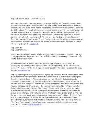 Pop Art & Pop Art artists - Online Art For Sale