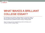 What Makes a Brilliant College Essay?