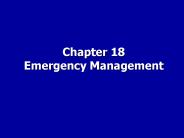 Chapter 18 Emergency Management