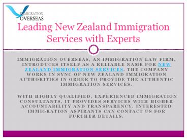 Leading Immigration for New Zealand with Expert