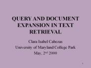 QUERY AND DOCUMENT EXPANSION IN TEXT RETRIEVAL