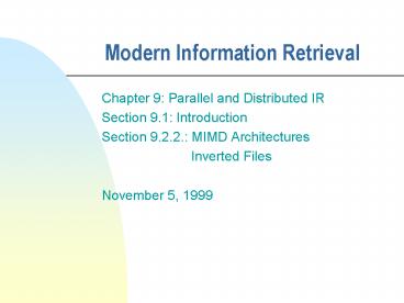 Modern Information Retrieval