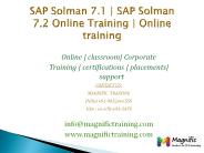 SAP Solman 7.1  SAP Solman 7.2 Online Training  Online training