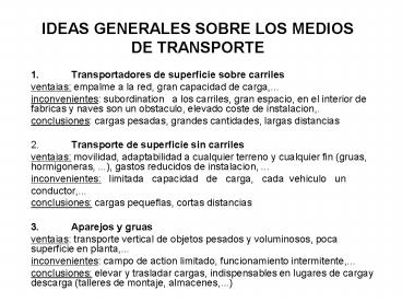 IDEAS GENERALES SOBRE LOS MEDIOS DE TRANSPORTE
