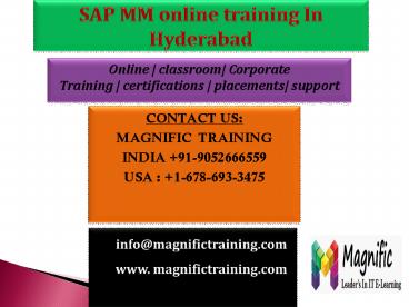 SAP MM online training In Hyderabad