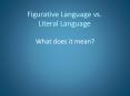 Figurative Language vs. Literal Language PowerPoint PPT Presentation