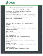 Marketing Promotional Calendar