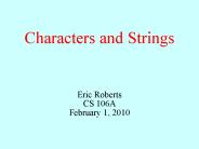 Characters and Strings