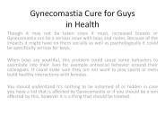 Gynecomastia Cure for Guysin Health