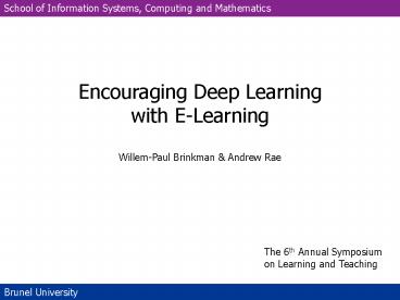 School of Information Systems, Computing and Mathematics