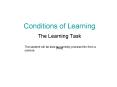 Conditions of Learning PowerPoint PPT Presentation