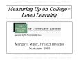 Measuring Up on College-Level Learning PowerPoint PPT Presentation